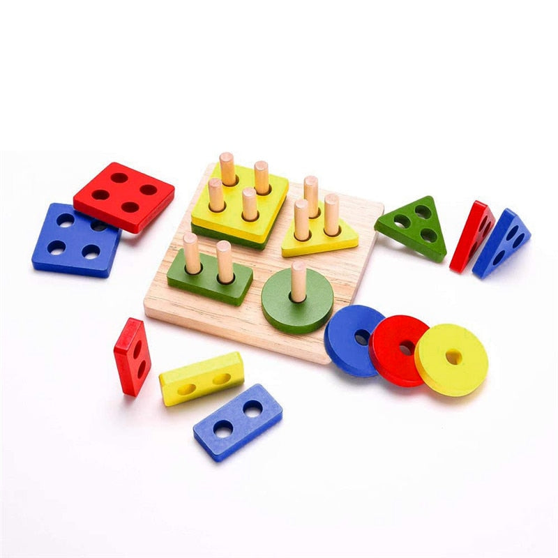 Wooden Geometric Shapes Interlocking Toy